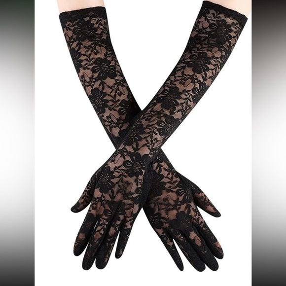 Black Lace long sleeve gloves - Picture 3 of 3